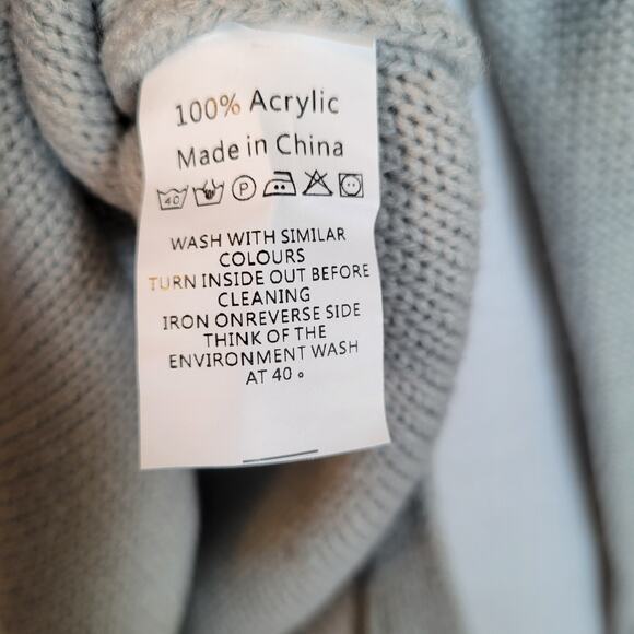 Merokeety Womens Crew Neck Knit Side Slit Sweater Size Medium Blue Fall Cozy - Picture 4 of 8